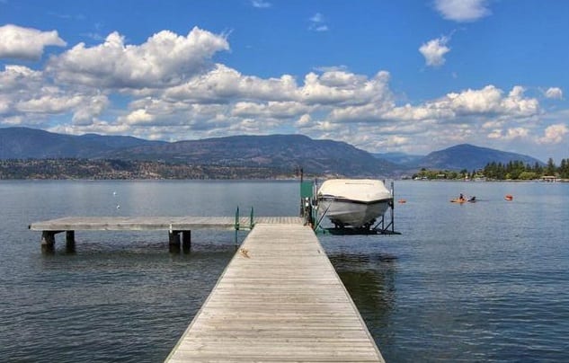 Private dock on Okanagan waterfront property.