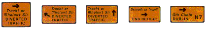 Warning Signs for diverted traffic at Road Works