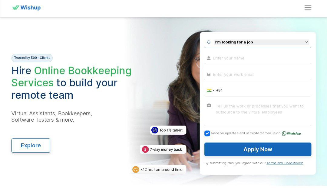 Image about hiring a virtual bookkeeper from Wishup