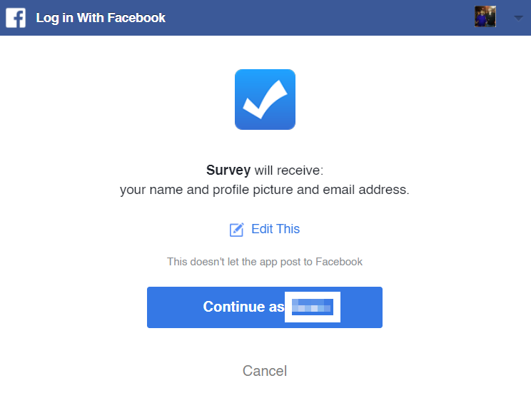 facebook survey permissions