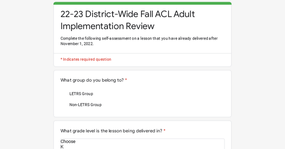 22-23 District-Wide Fall ACL Adult Implementation Review