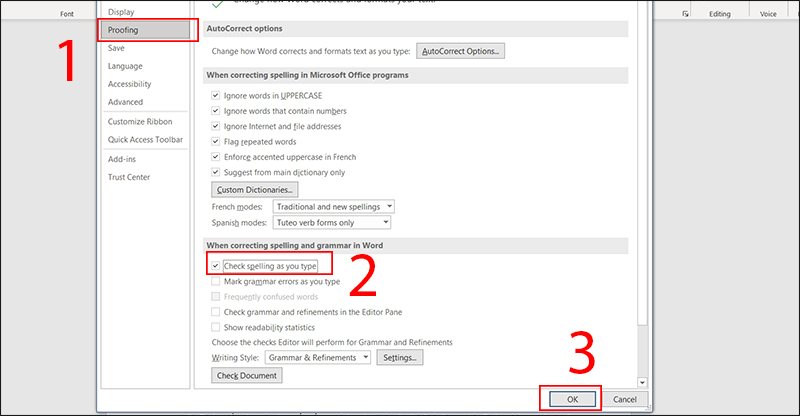 Bật kiểm tra lỗi chính tả bằng công cụ có sẵn trên Word?