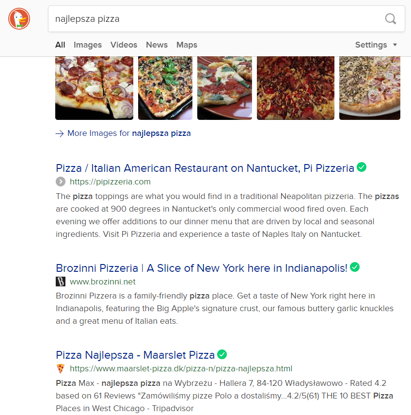 Wyniki wyszukiwania DuckDuckGo