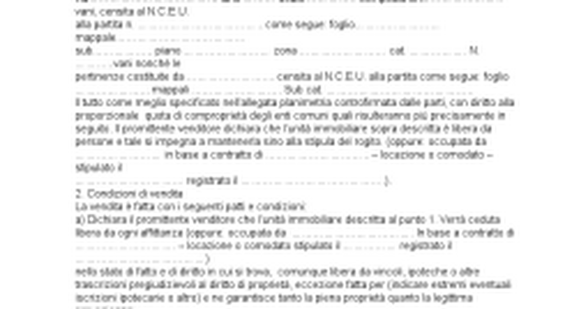 Fac Simile Scrittura Privata Vendita Terreno Agricolo FAC SIMILE - Scrittura privata per compravendita immobiliare. - Google Docs