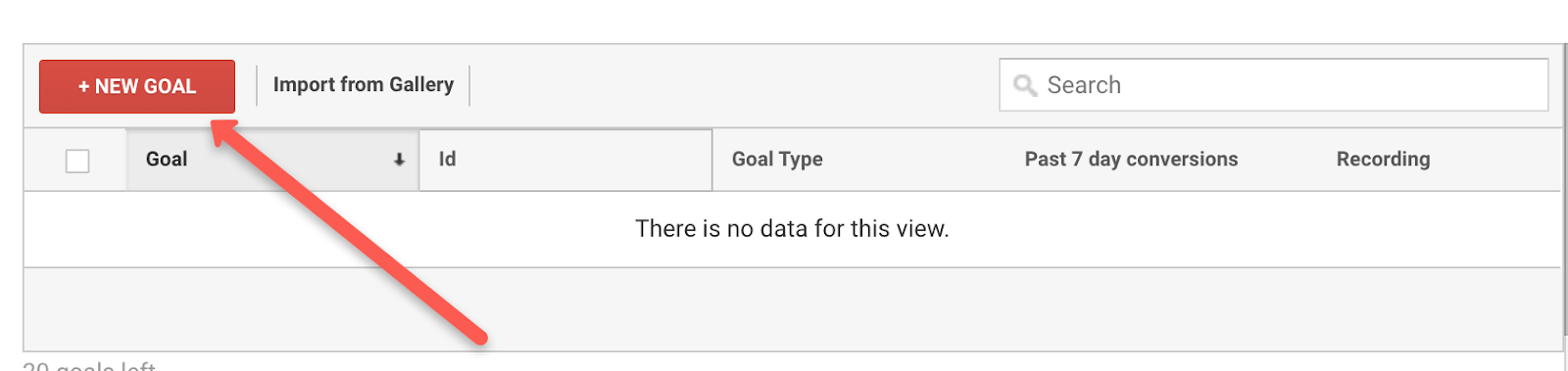 Google Analytics new goal