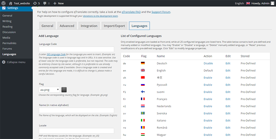 Plugins multilíngues do WordPress: qTranslate