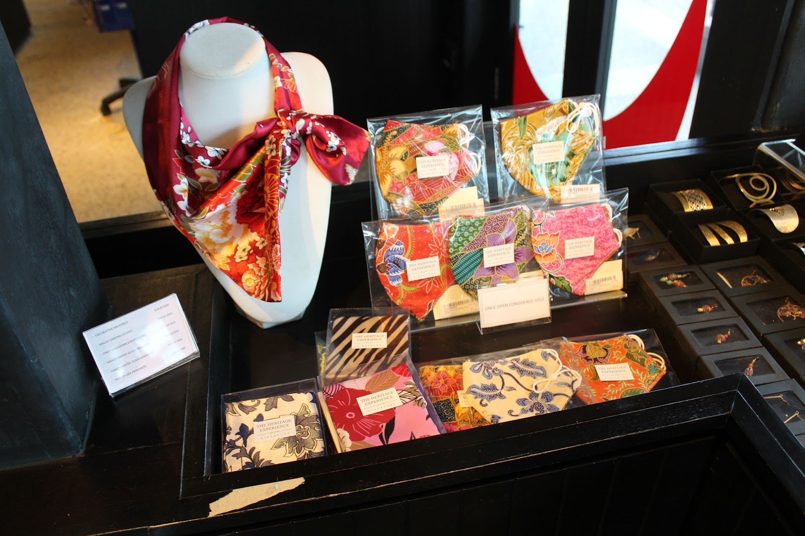 Scarves and souvenirs from the gift shop