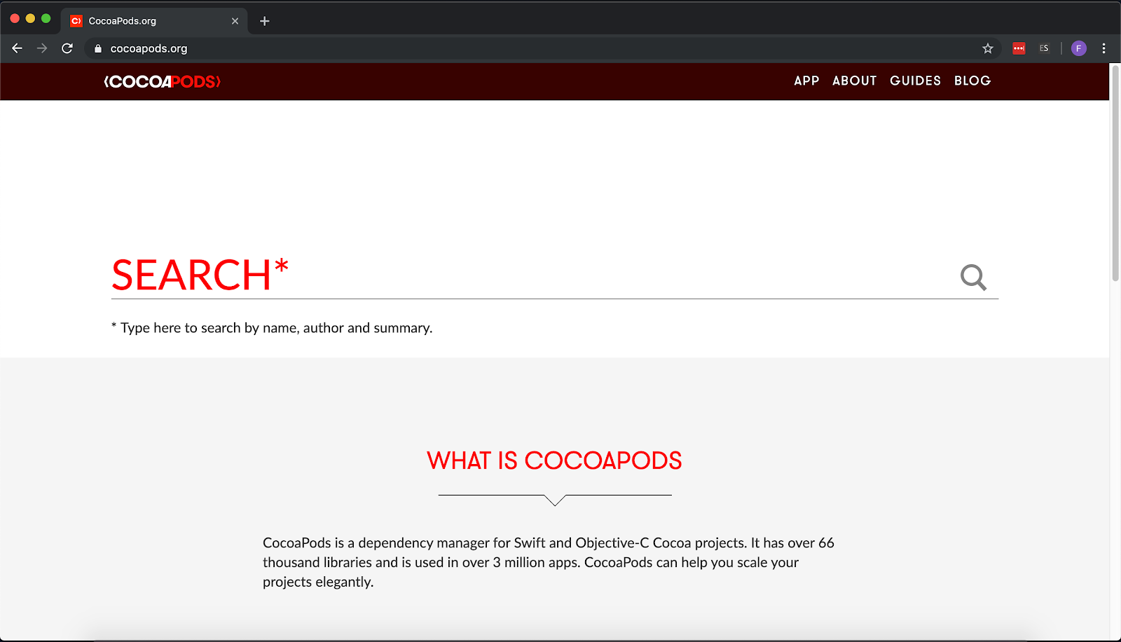 Cocoapods website