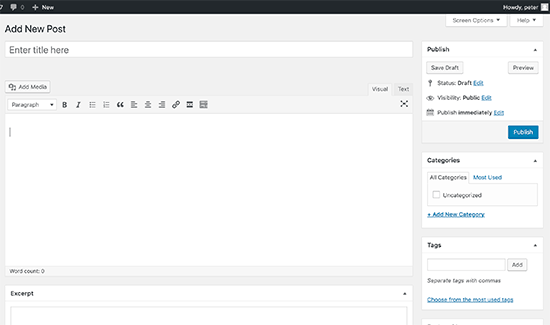 Editor antigo do WordPress