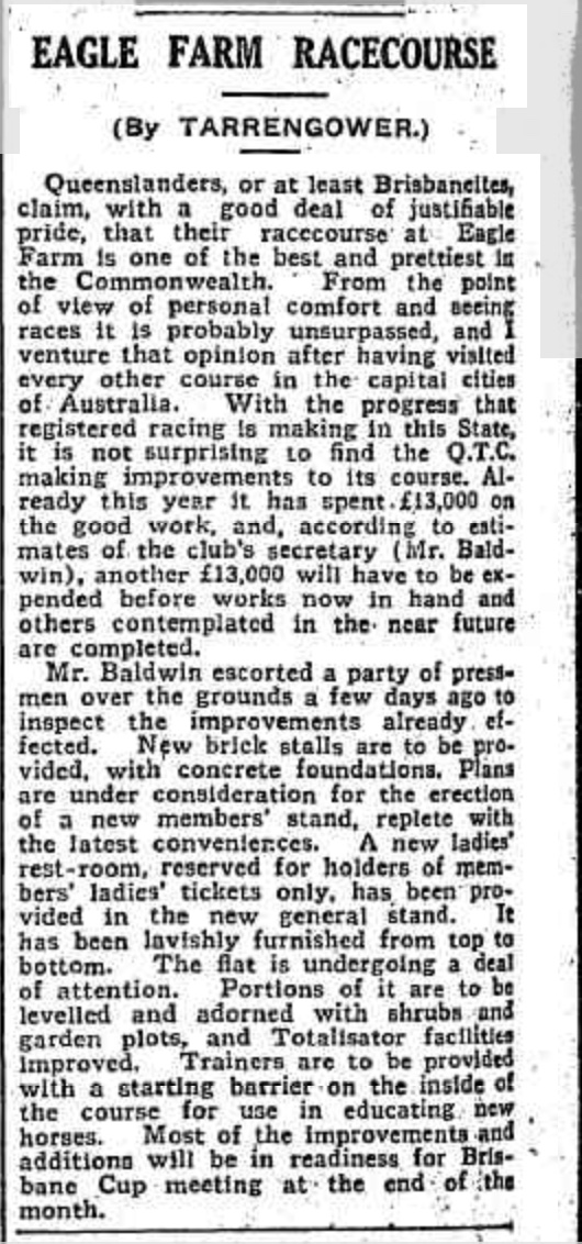 A news feature on Eagle Farm Racecourse from the 1880s.