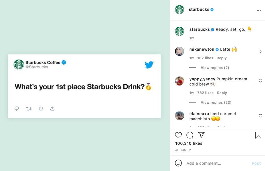 Starbucks Instagram Engagement Comments to Increase Social Media Reach