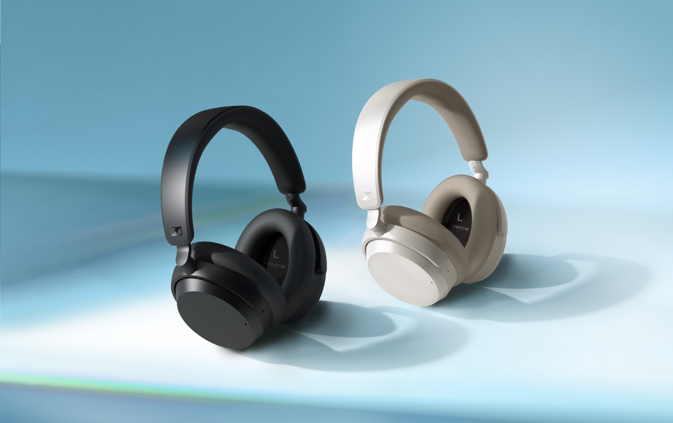 A pair of headphones on a blue backgroundDescription automatically generated