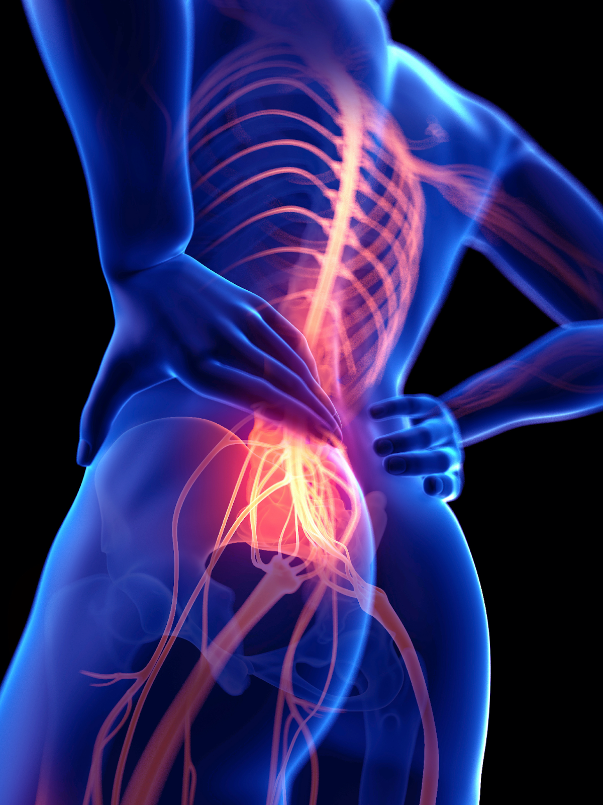 ilustração 3d de um corpo humano com os nervos doloridos