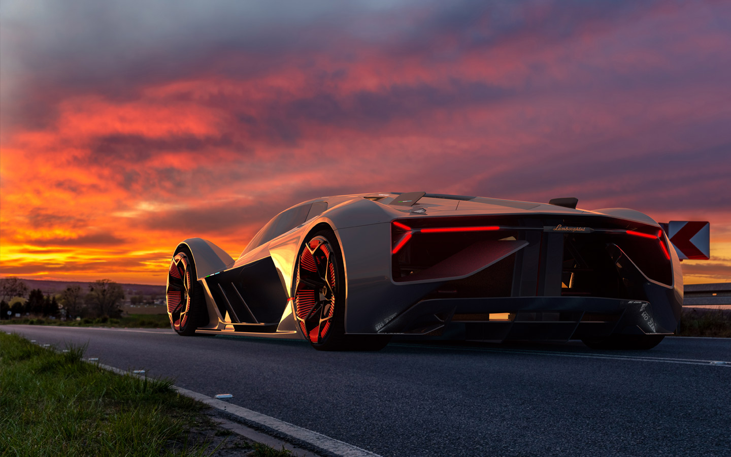 lamborghini hypercar on highway road