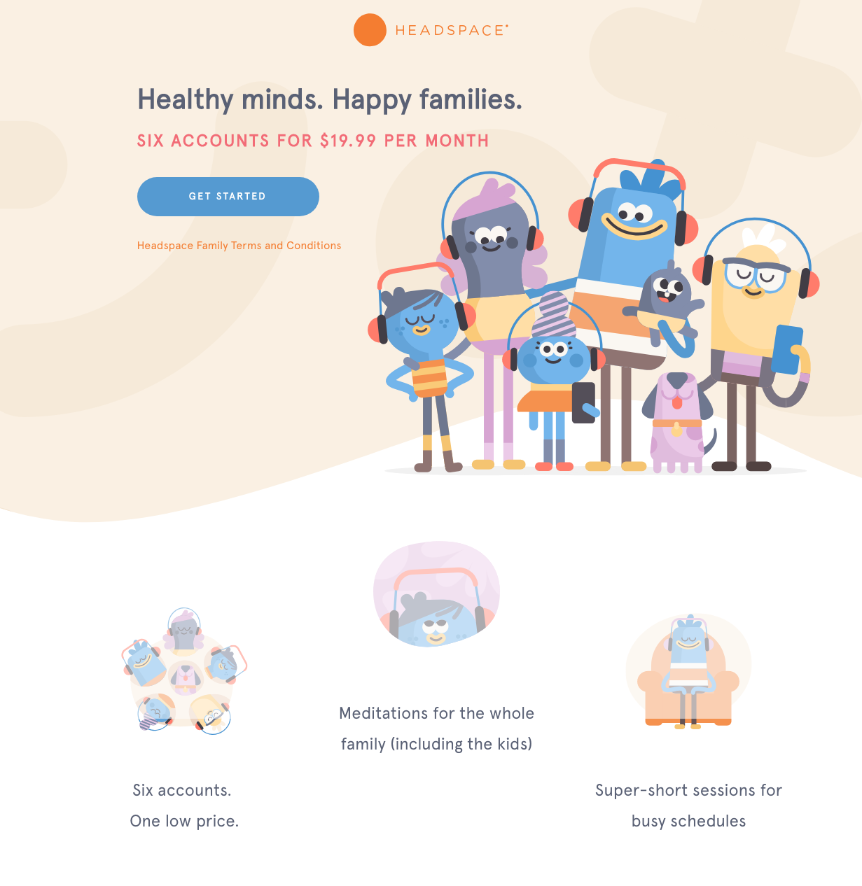 headspace landing page