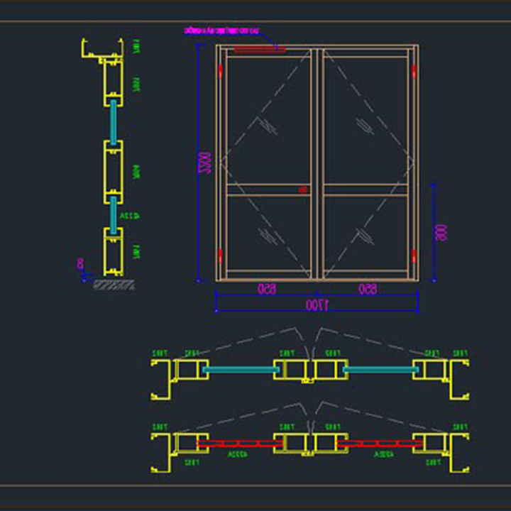 Bản vẽ cad cửa nhôm phổ biến