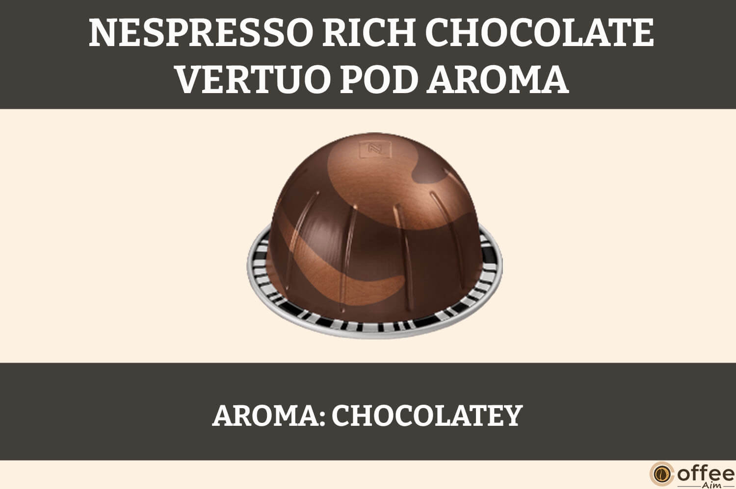 A visual depiction of the Aroma of Nespresso Rich Chocolate Vertuo Pod, accompanying the article titled 'Nespresso Rich Chocolate Vertuo Pod Review'