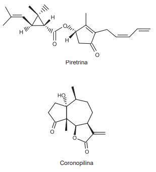 moléculas de biopesticidas: piretrina e coronopilina