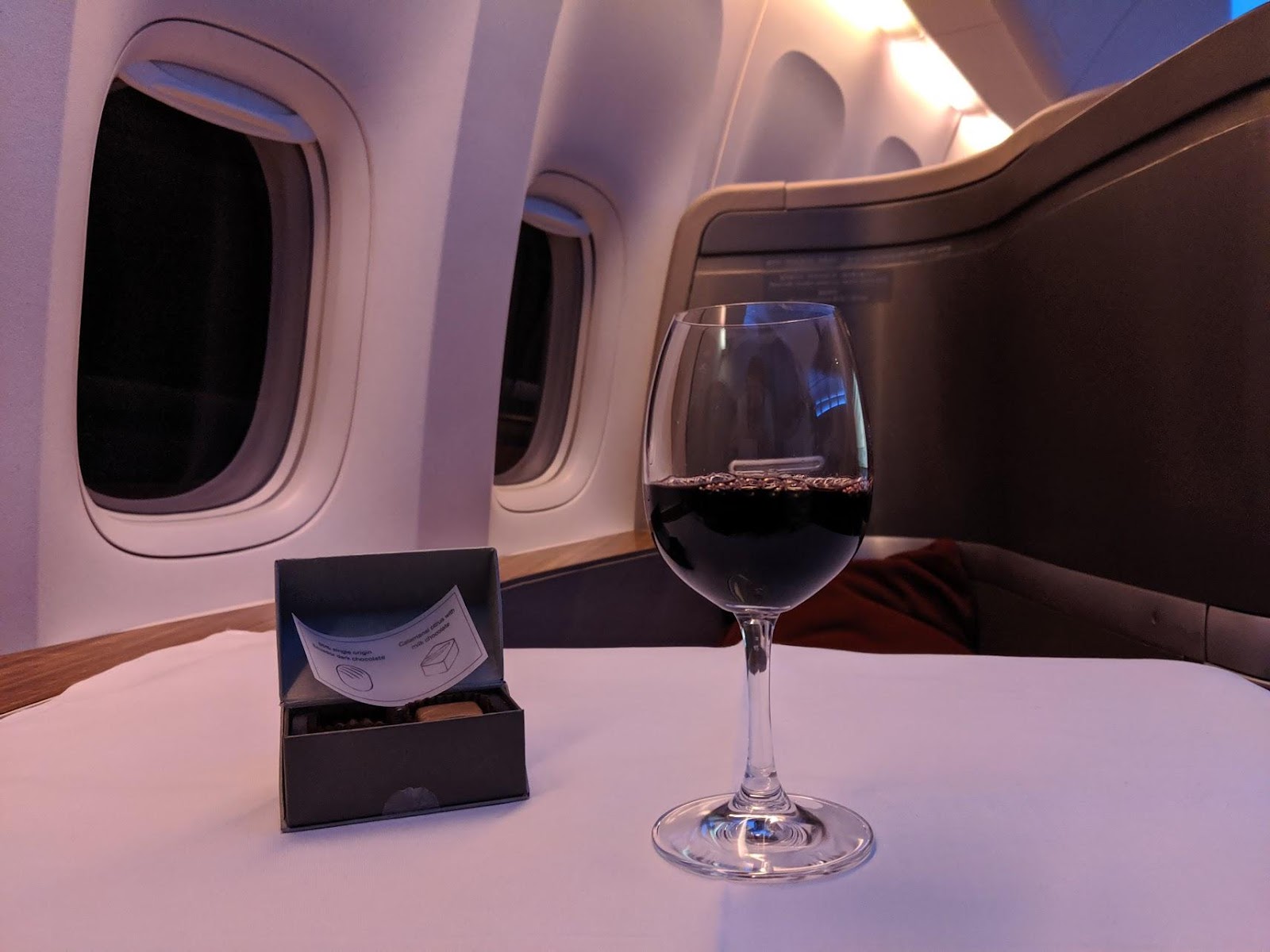 Cathay Pacific First Class Lynch Bages and Chocolate Pralines
