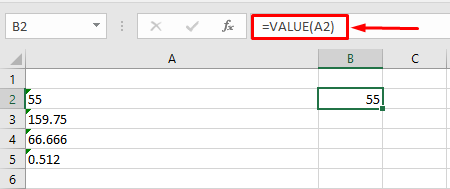 Convert text to number using Value function