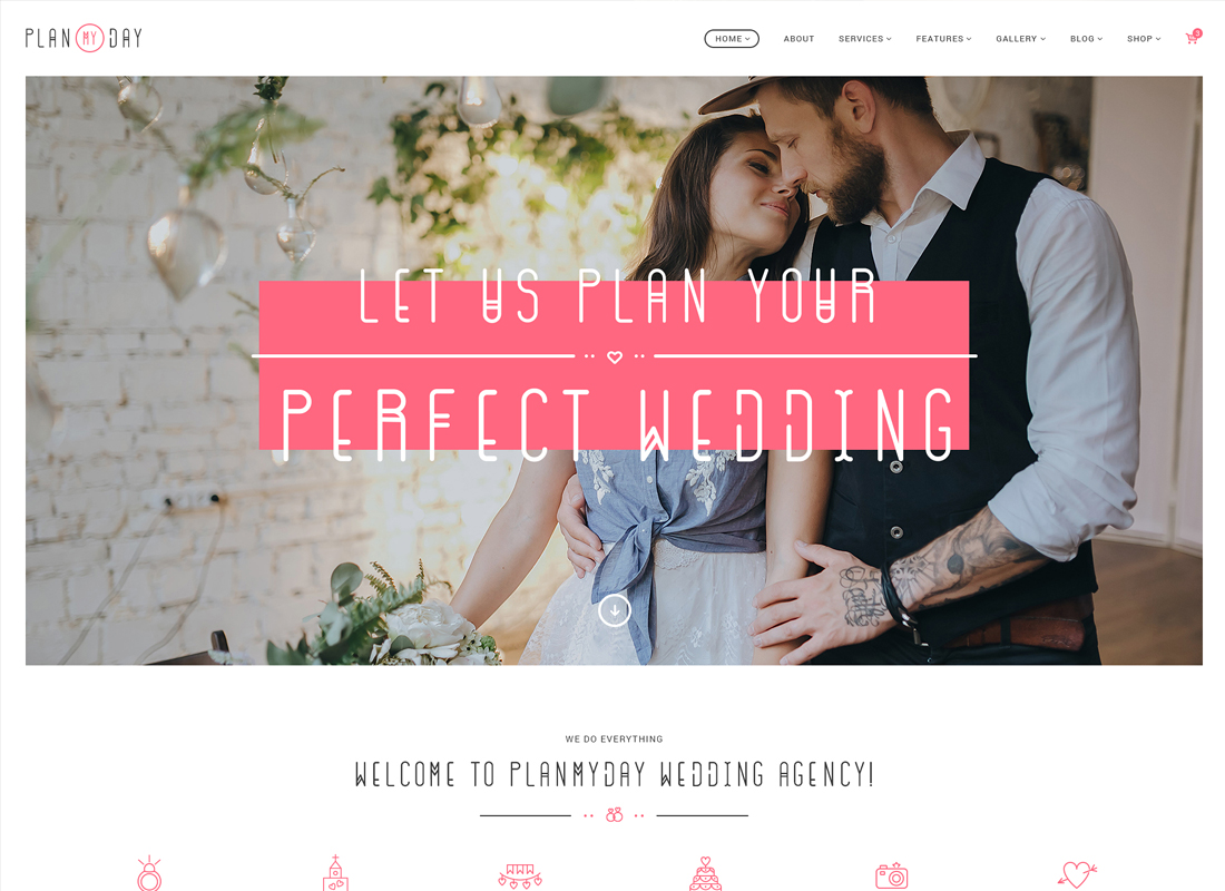 Rencanakan hariku |  Tema WordPress Agen Perencanaan Pernikahan / Acara
