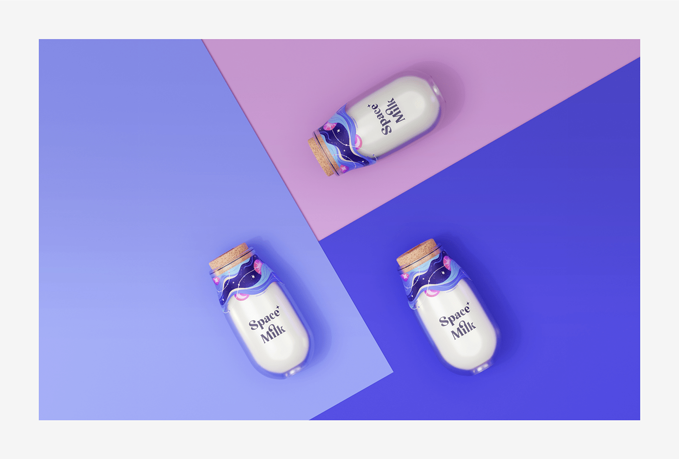 2D 3D bottle cosmic design ILLUSTRATION  Magic   milk package Space 