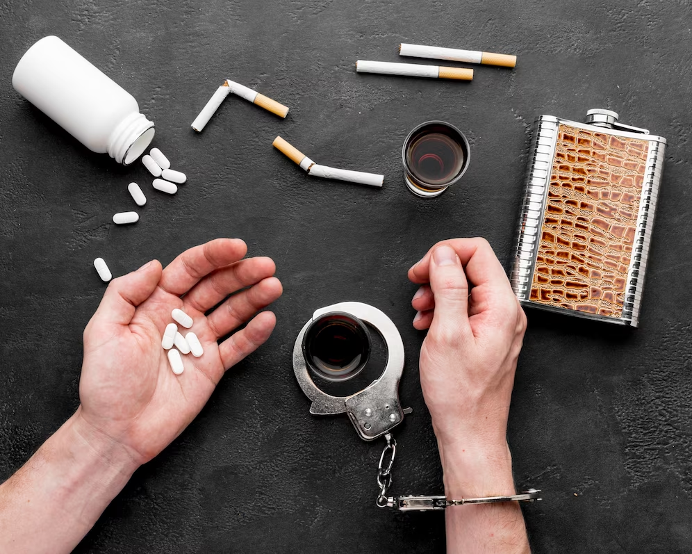 addiction of pills and cigarettes
