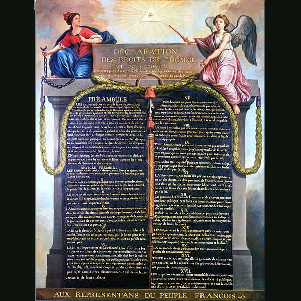 Declaração dos Direitos Humanos e do Cidadão: o patriotismo revolucionário toma emprestado a iconografia familiar dos Dez Mandamentos