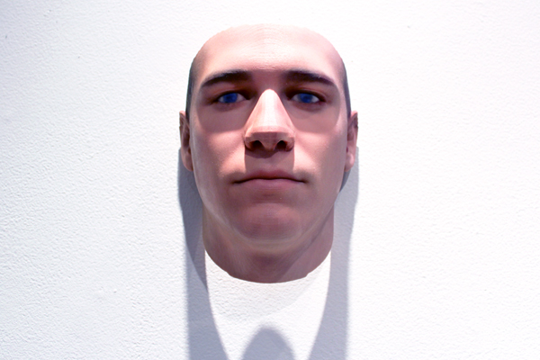3D Printed image of a male face.