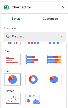 Pivot pie chart in google sheets