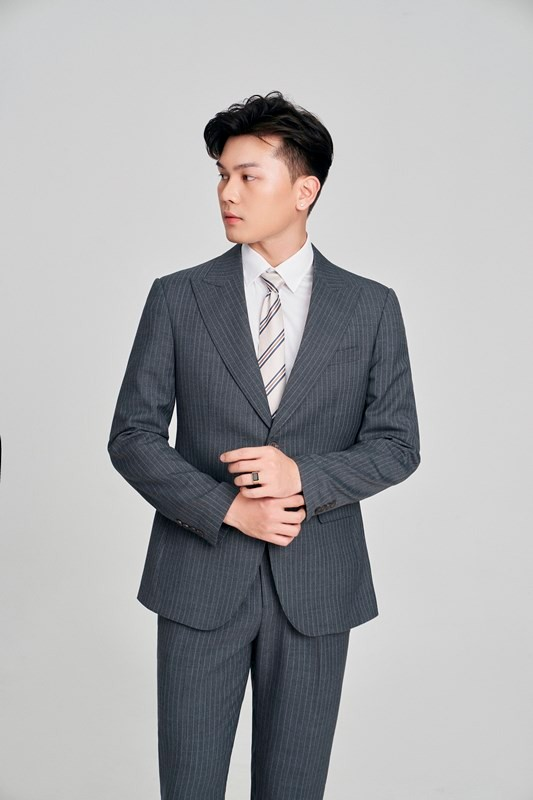Vest ve nhọn, ghi xước kẻ sọc chỉ trắng #503
