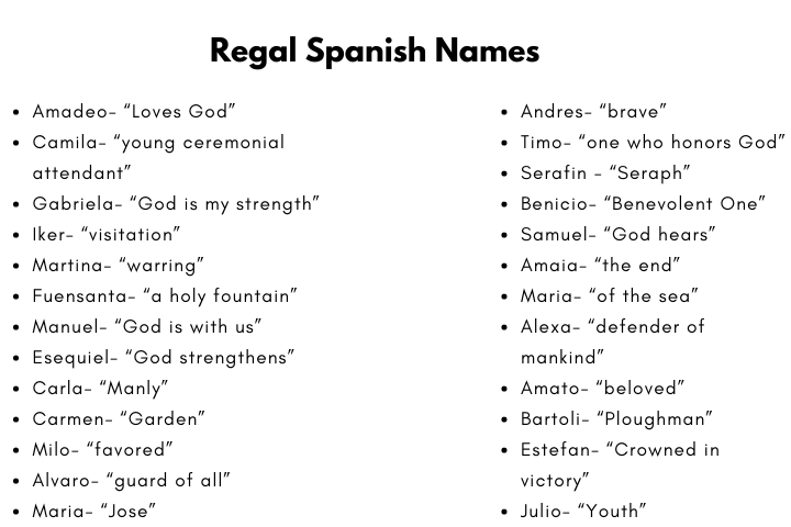 Regal Spanish Names