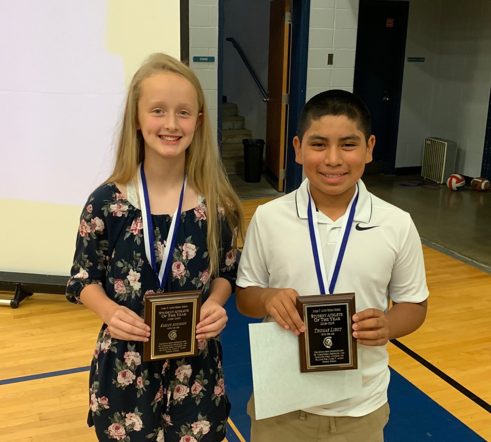 Karlee Adkisson & Thomas Lirot, 6th Grade Student Athletes of the Year
