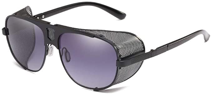 Chezi Flat Top Mesh Side Shield Aviator Sunglasses