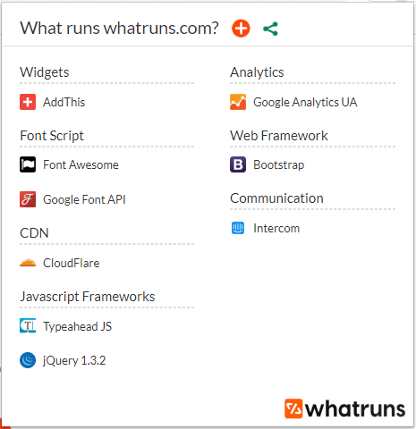 WhatRuns permet de voir les plateformes et systemes utilises par les sites web que l on visite
