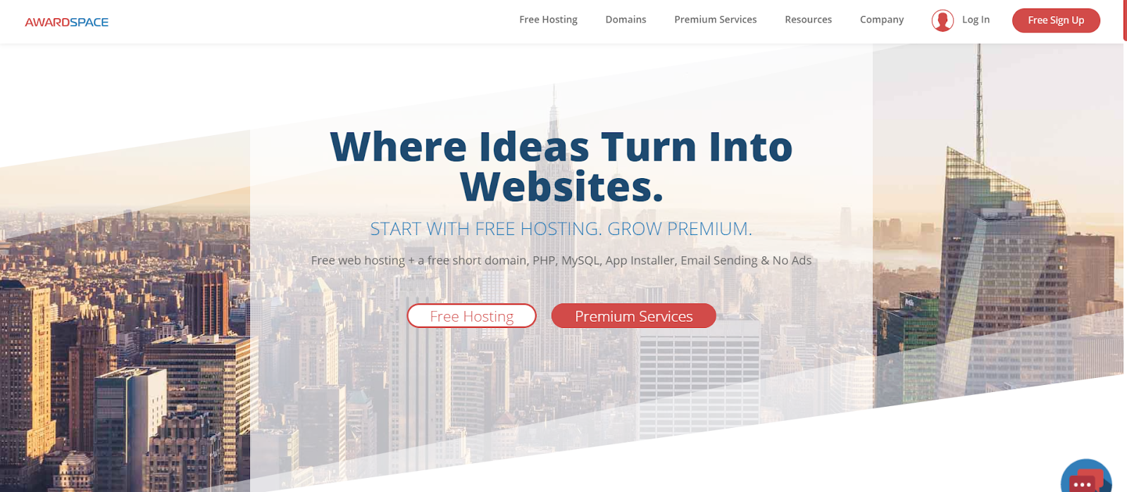 award space web hosting homepage