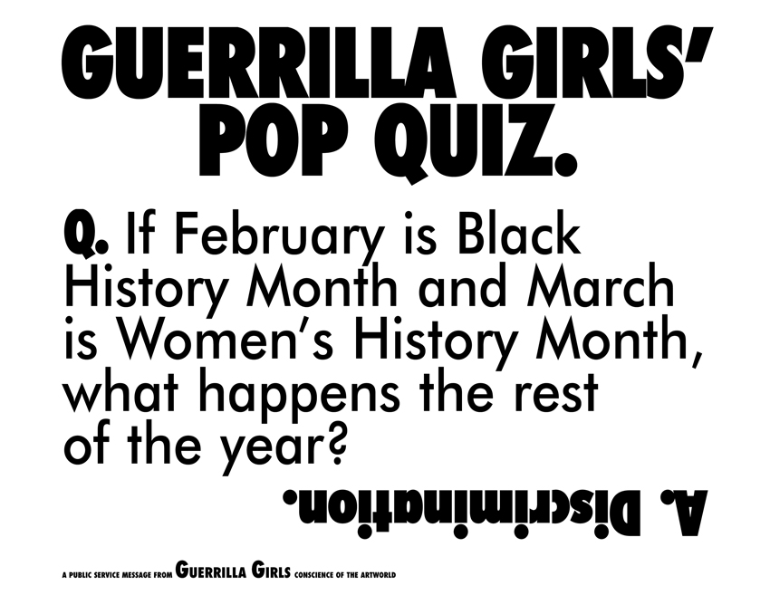 GUERRILLA GIRLS' POP QUIZ