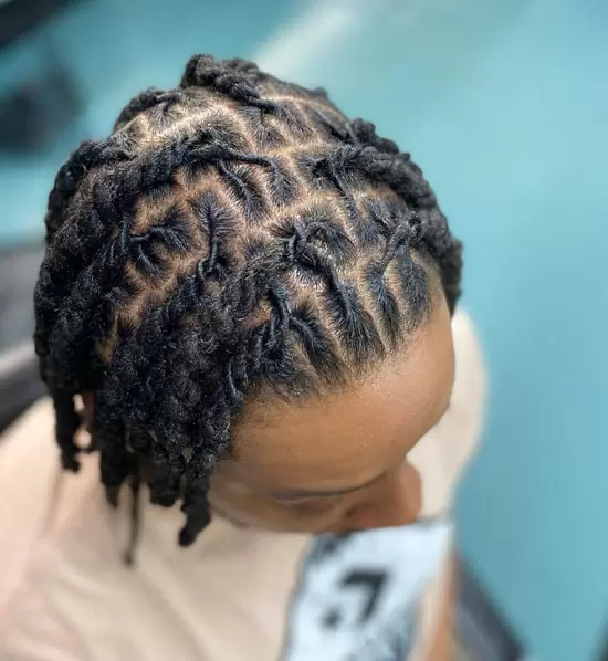 Full view of a guy rocking the 3 strand twist