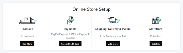 GoDaddy Online Store setup options