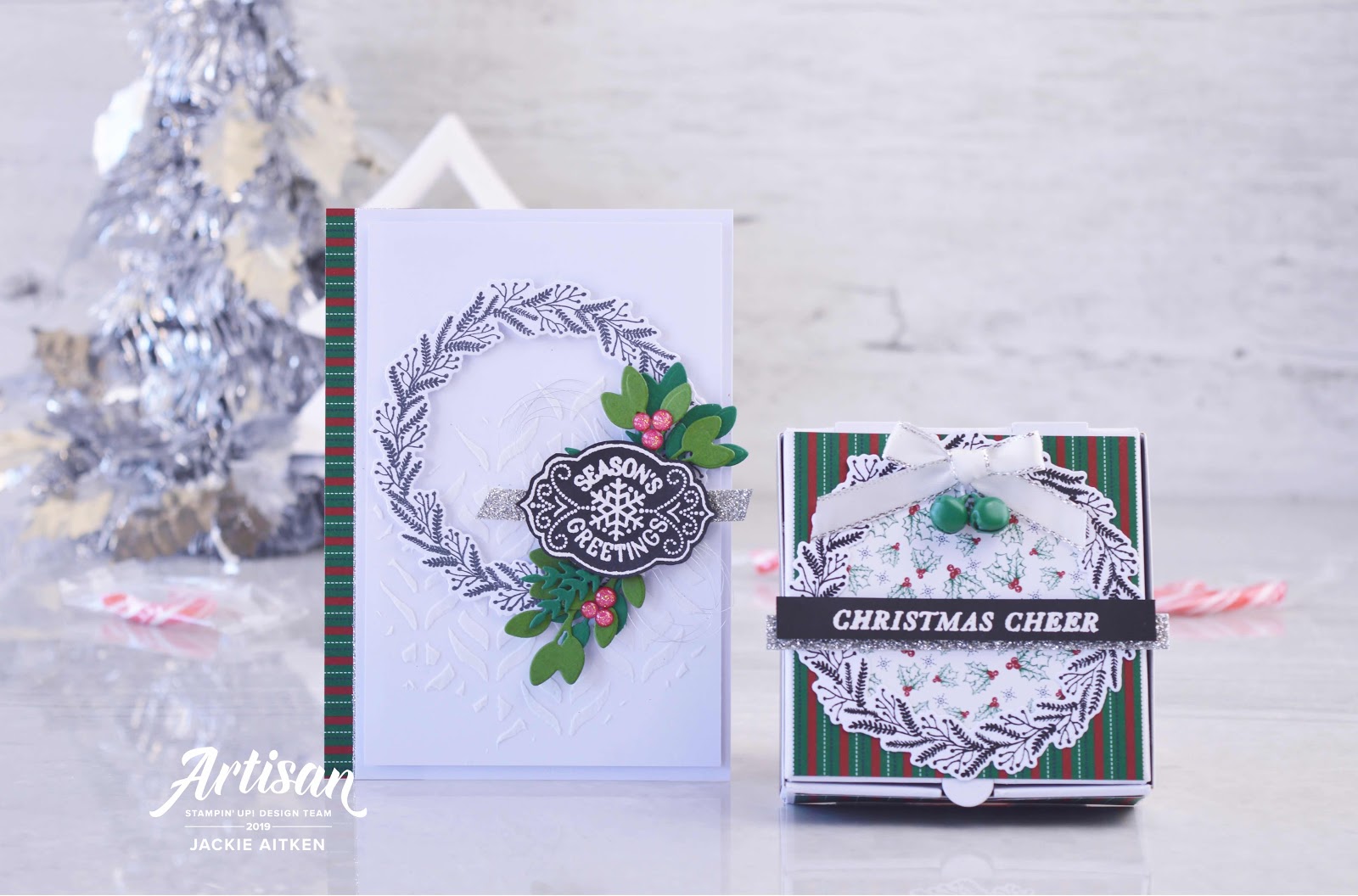 Jaxx Crafty Creations, Stampin' Up!, Holly Jolly Christmas, Christmas Cards, Tidings All Around, Wrapped In Plaid DSP, Basic Pattern Decorative Masks