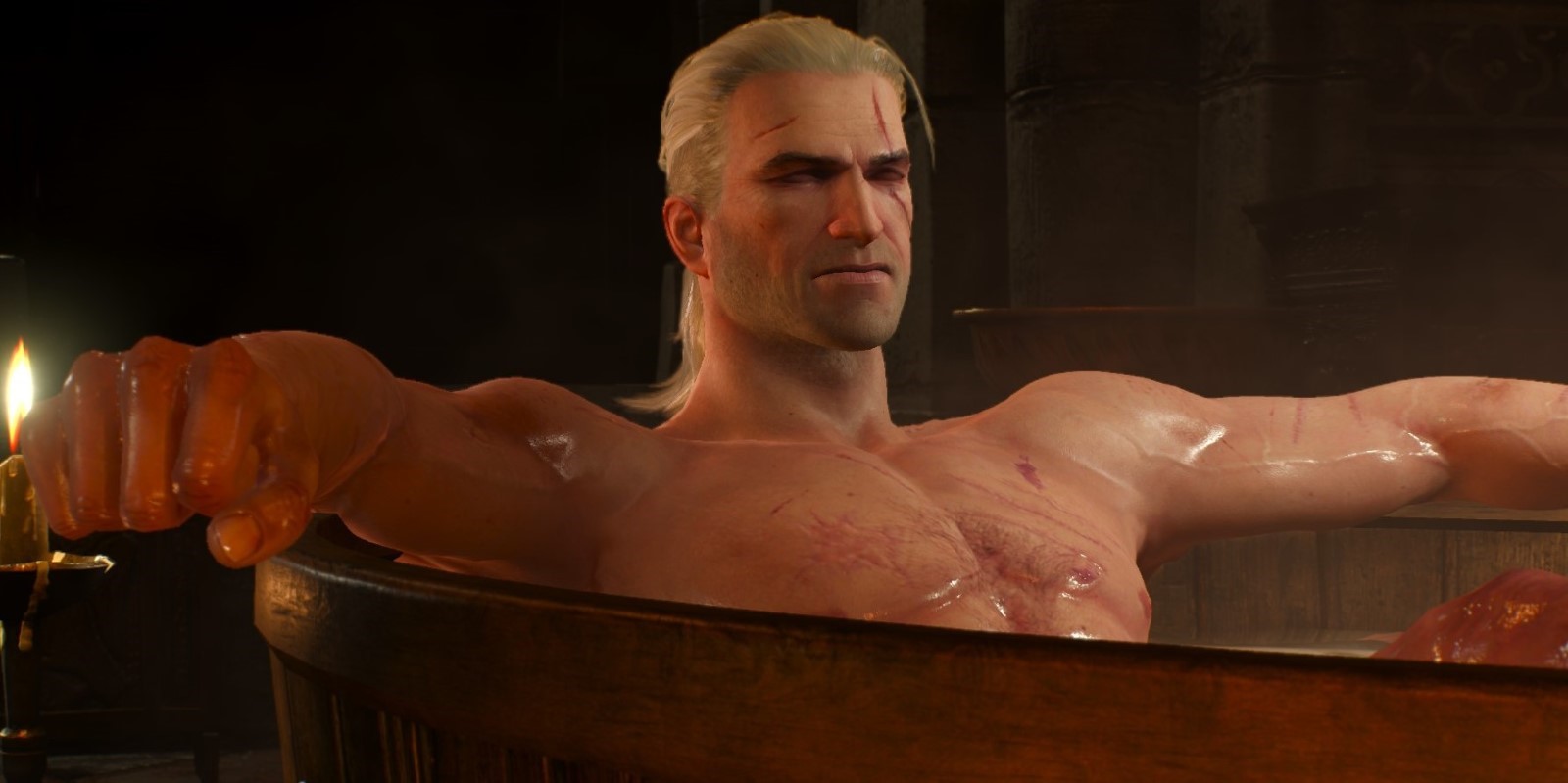 Geralt bathing