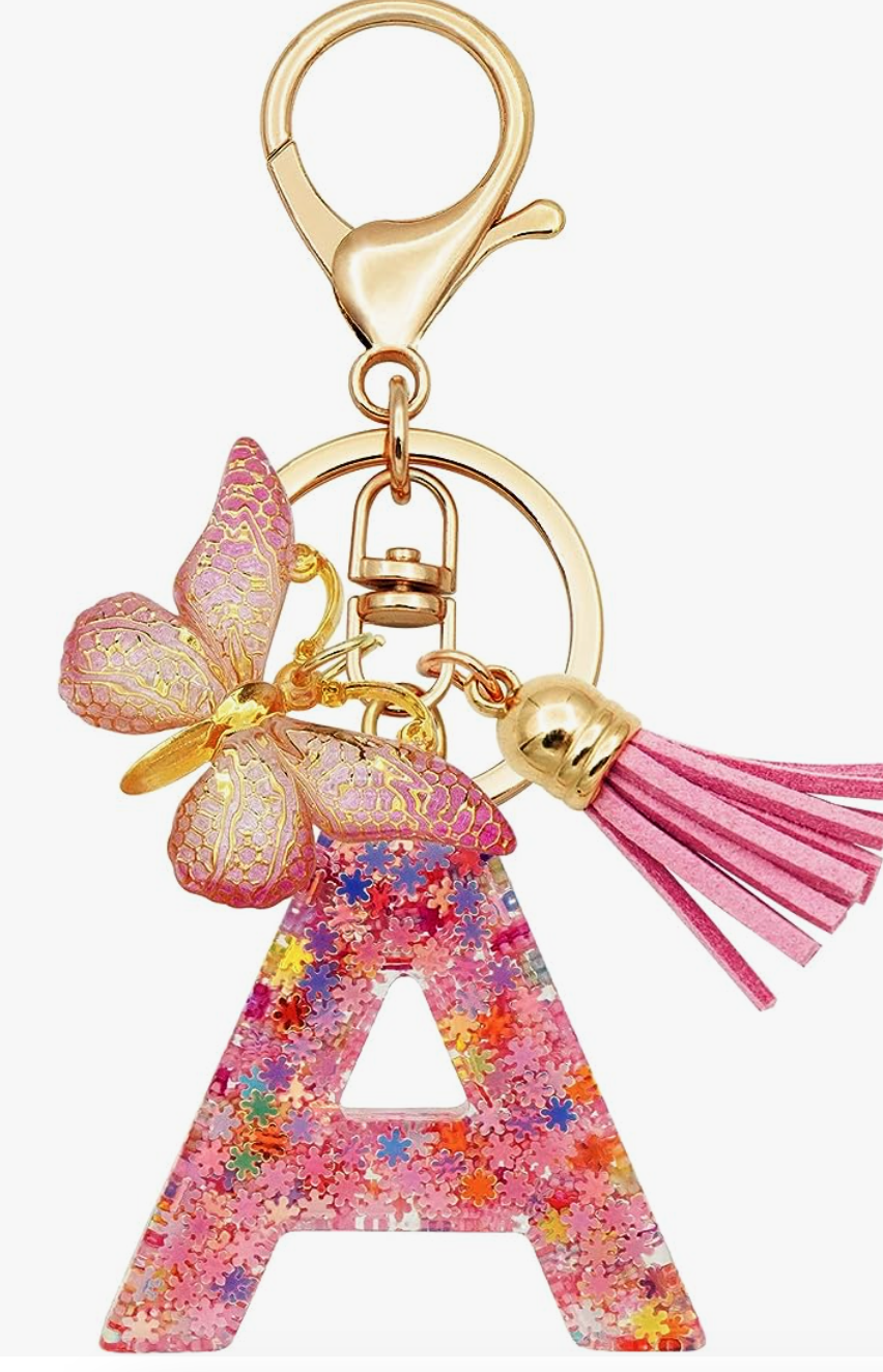 Cute Sweet Fashion Clear Acrylic Beaded Bowknot Matte Heart Pendant Keychain  Keyring For Women Girls Ladies