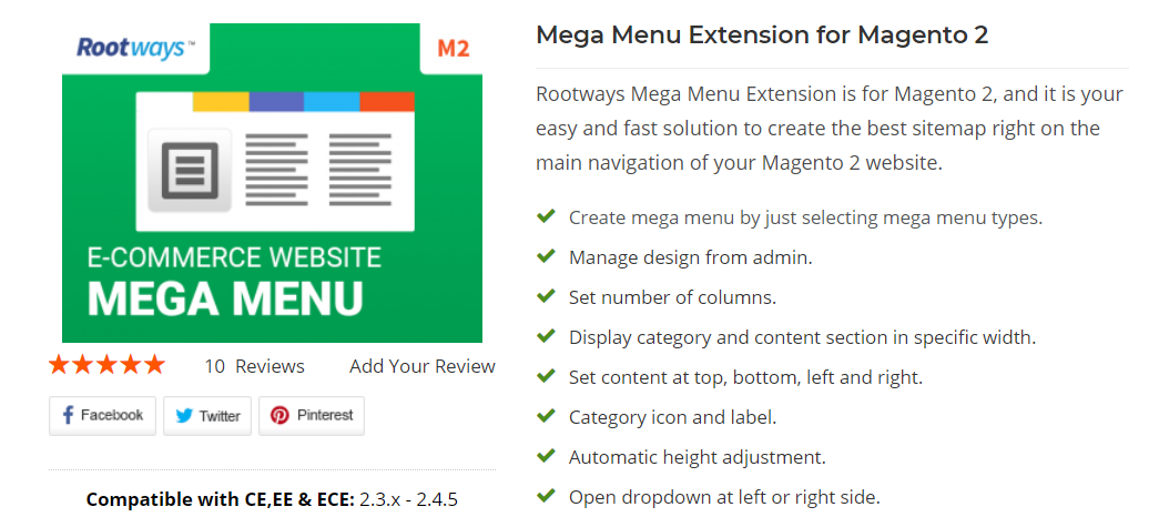 Mega Menu Extension for Magento 2 by Rootways