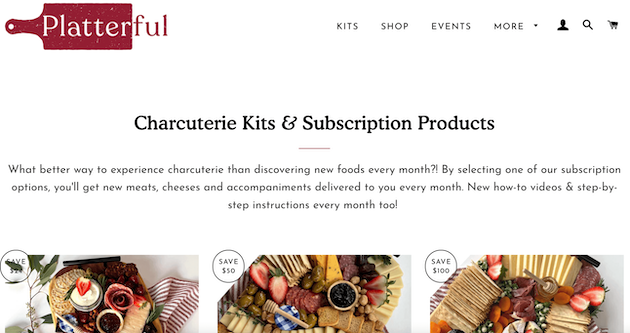 Users pay a fee to receive new products in the subscription box model. Source: Platterful 