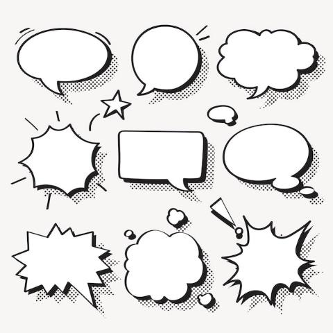 Free vector speech bubble vector in halftone style set