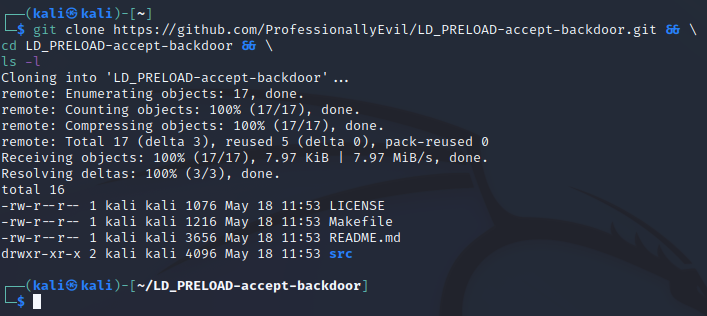 Downloading the accept-backdoor Repo from GitHub