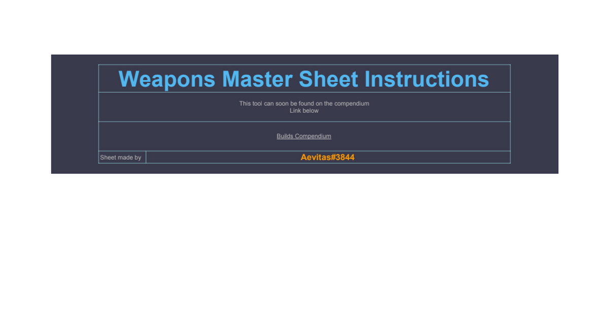 TT2 Weapons Master v1.0 - Google Sheets