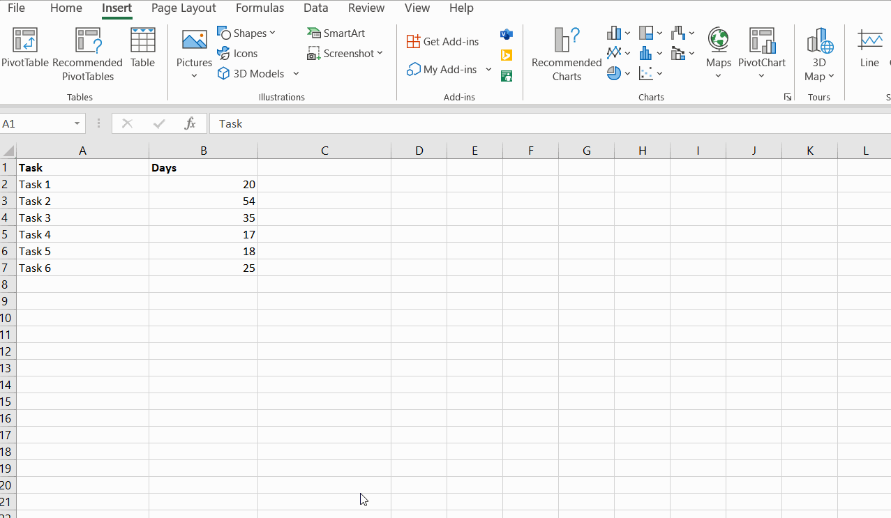Simple Bar Graph in Excel