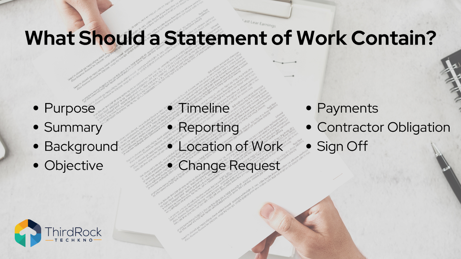 SOW Checklist | Title: What should a Statement of Work Template contain?