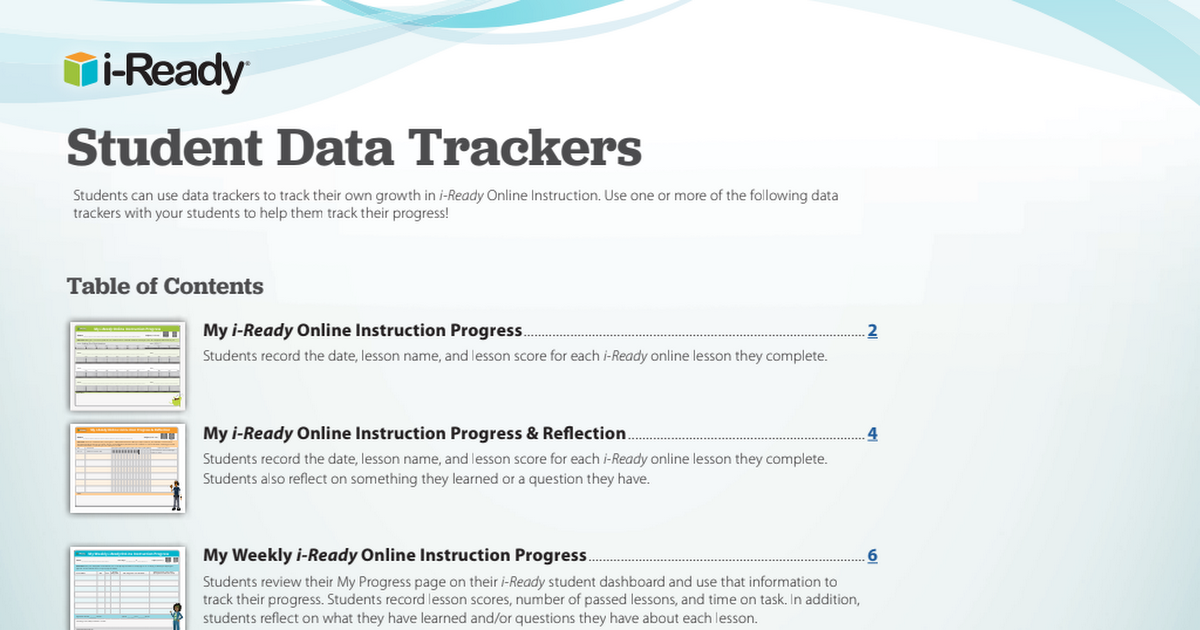 iReady Student Instruction Data Trackers